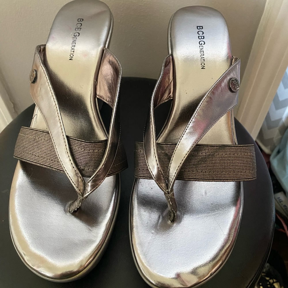 BCBGeneration PL-Quickk Gray Wedge Sandals